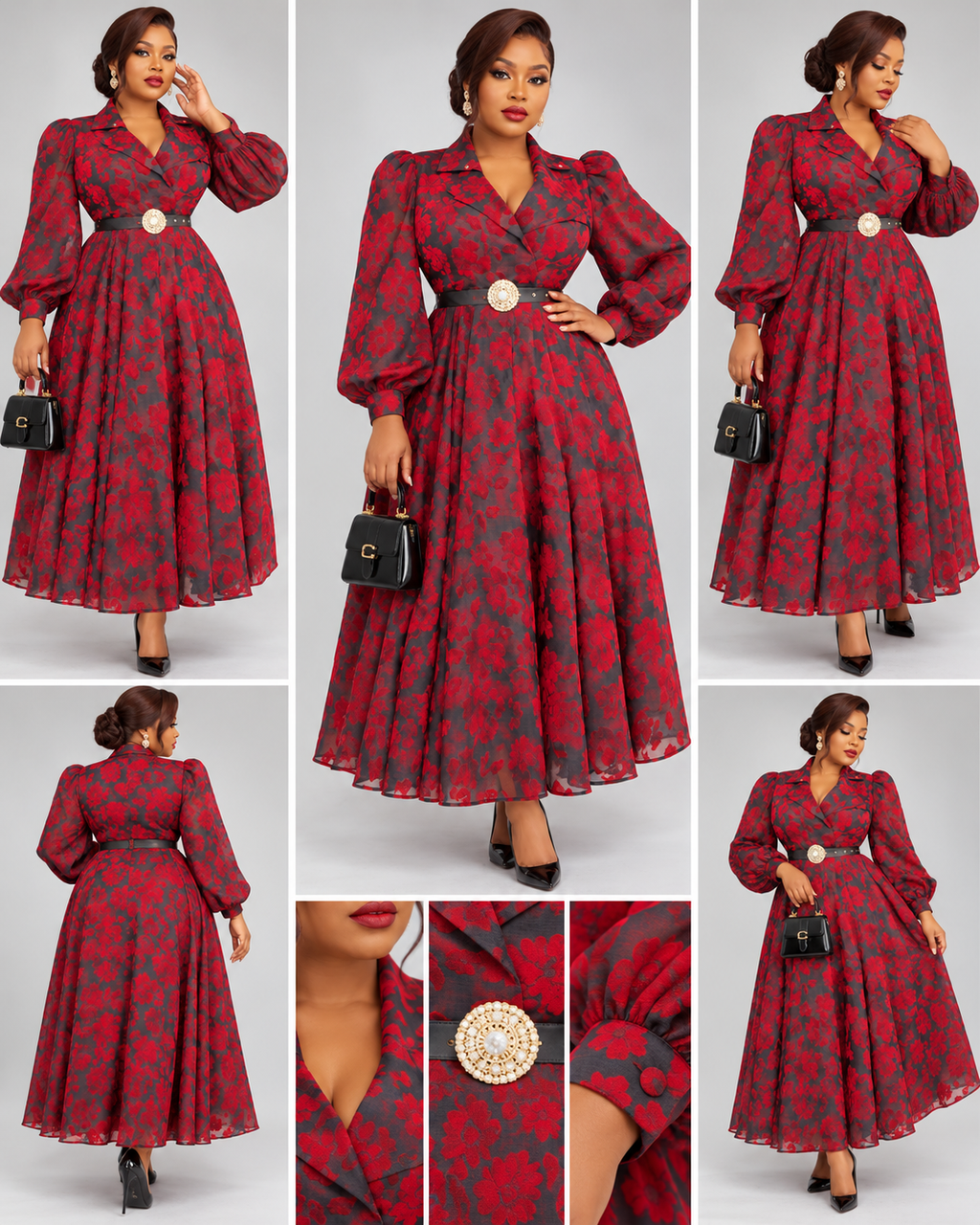 Robe Fleuri Rouge Noir