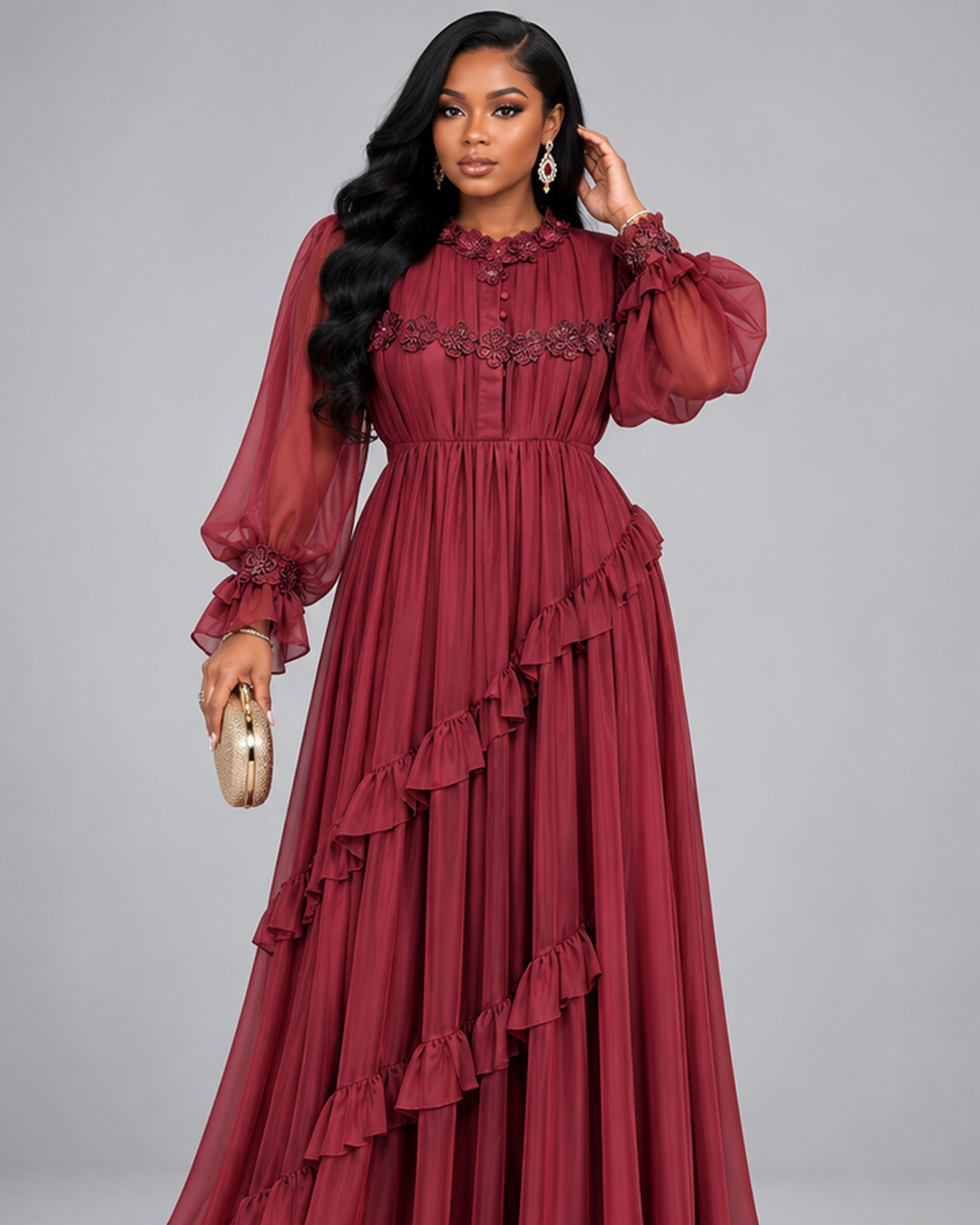 Robe Bordeaux Floral