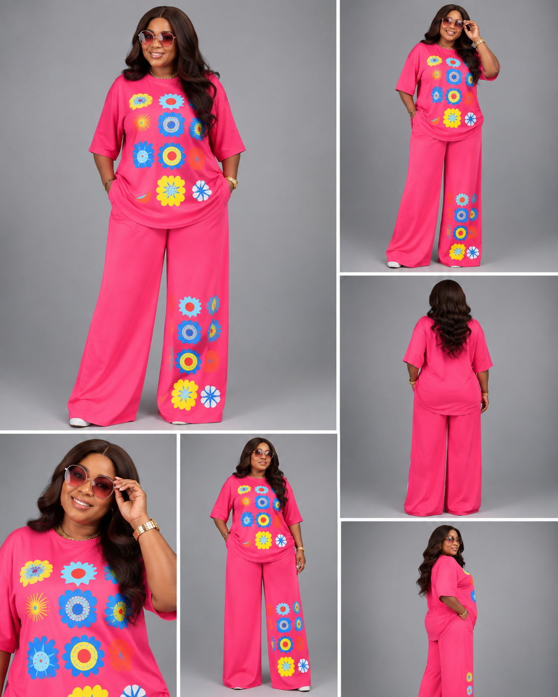 Ensemble Fleuri Haut Pantalon