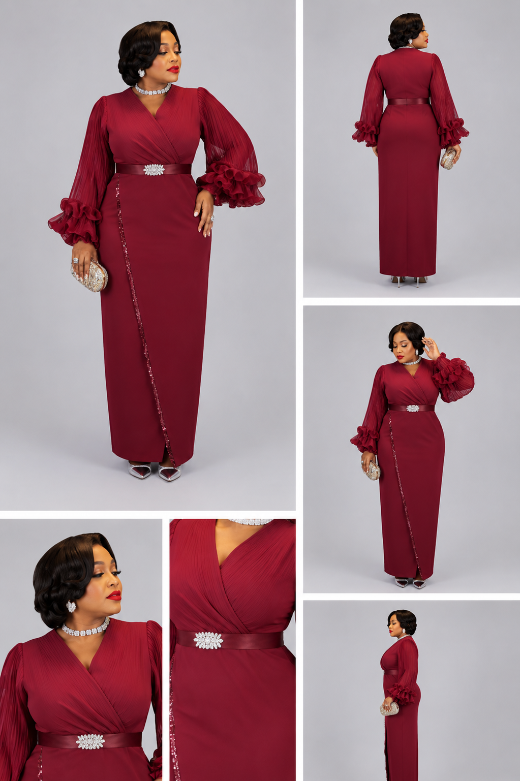Robe Flowers Rouge Bordeaux