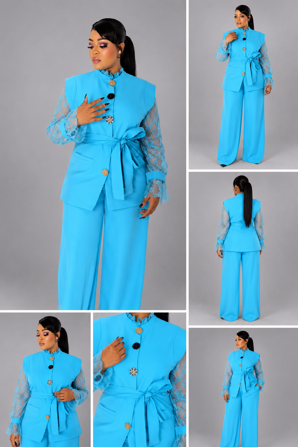 Kimono Tailleur Bleu Intense