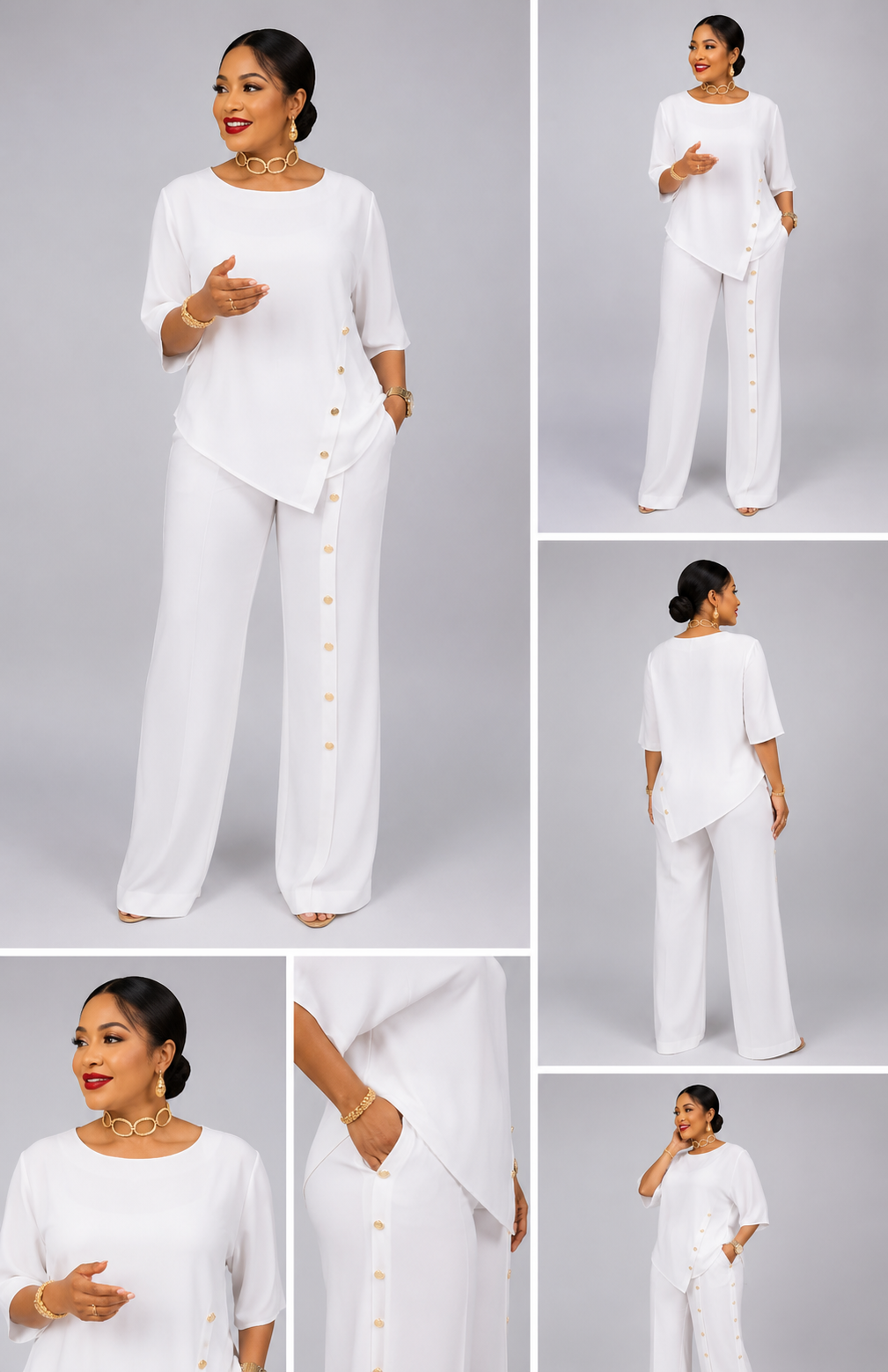 Ensemble Blanc Bouton Or