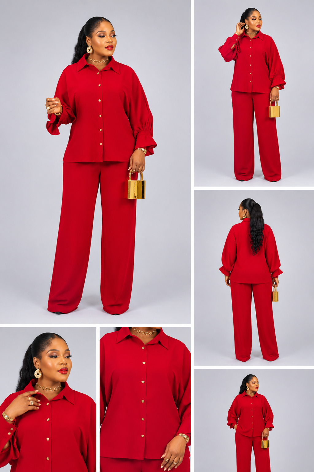 Ensemble Rouge Chemise Pantalon