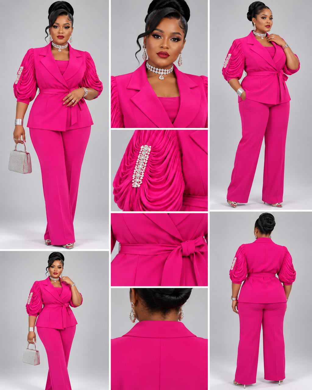 Tailleur Kimono Rose Fusha Diamond