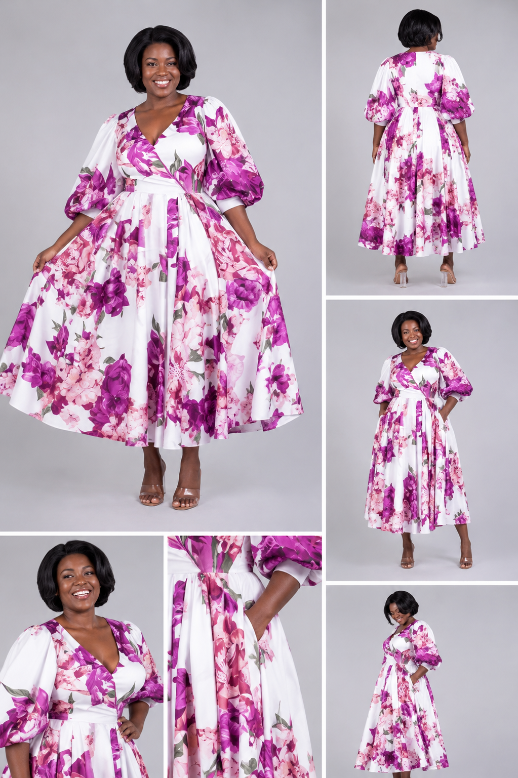 Robe Violette Fleuri Satinée
