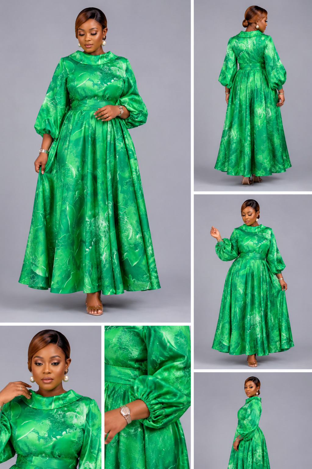 Robe Vert Intense Scintillante Ceinture