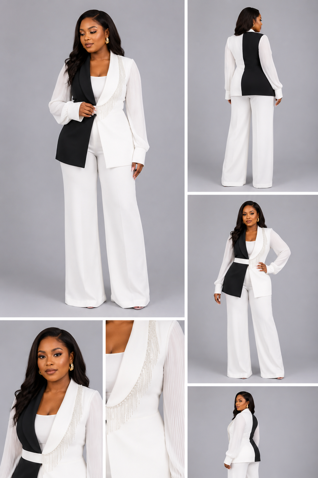 Kimono Duo Blanc Noir Strass