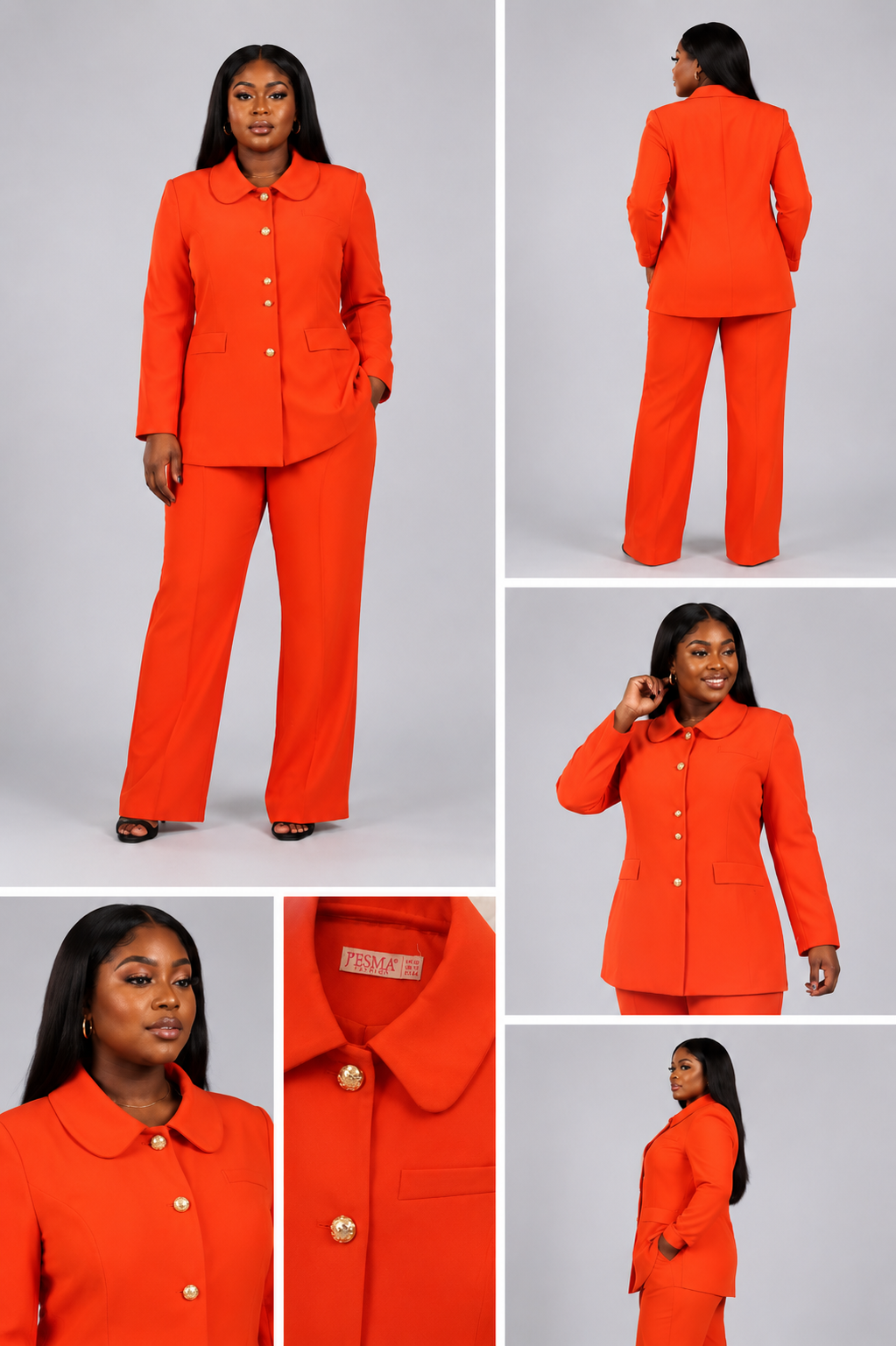Tailleur Orange Safari Bouton Or