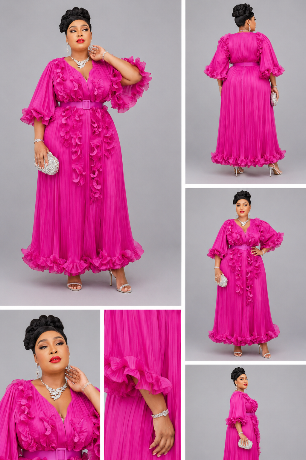 Robe Rose Fleuri Manche