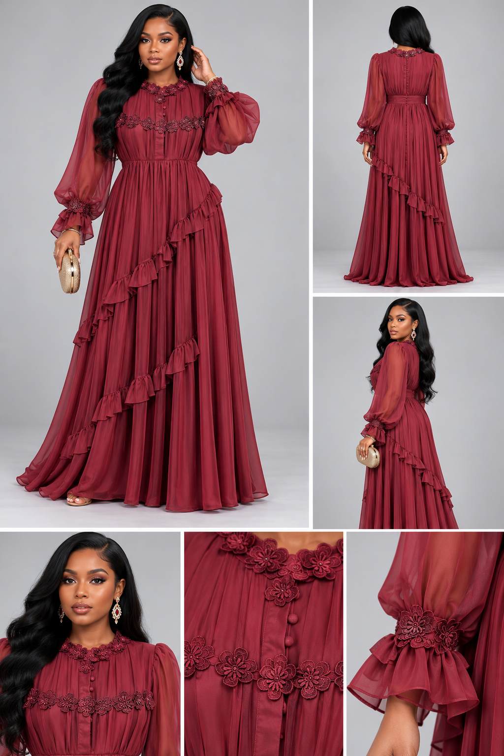 Robe Bordeaux Floral