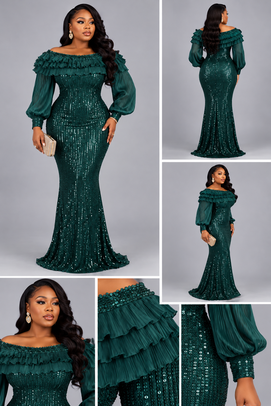 Robe Verte Strass Soirée Fleuri
