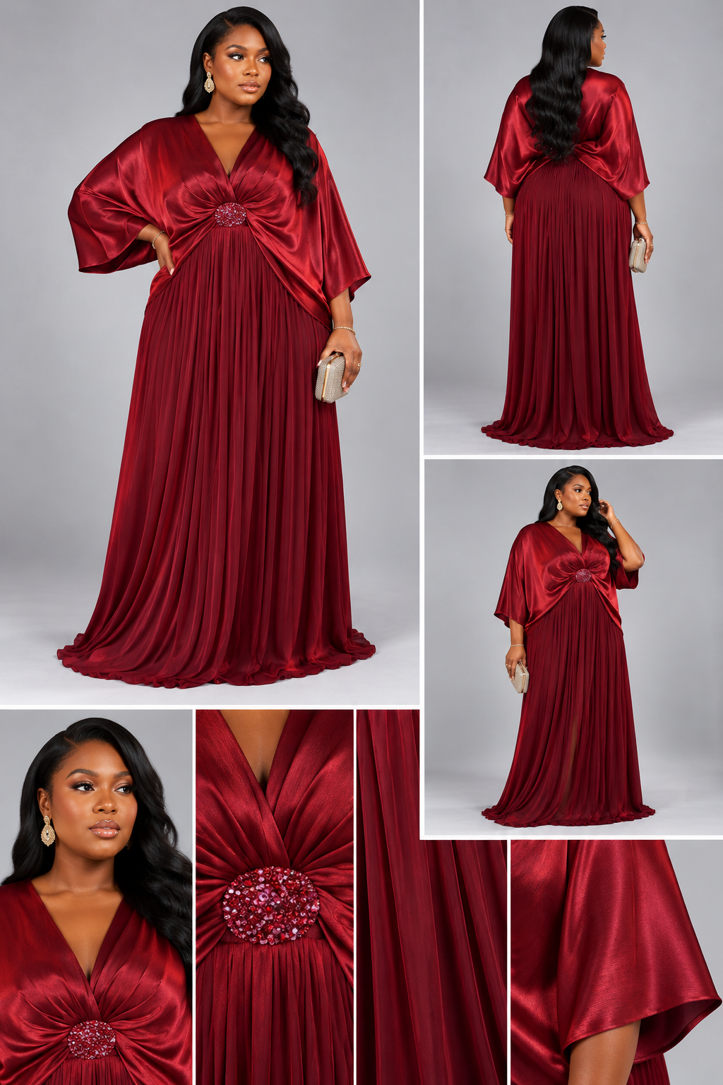 Robe Rouge Satinée Pierre