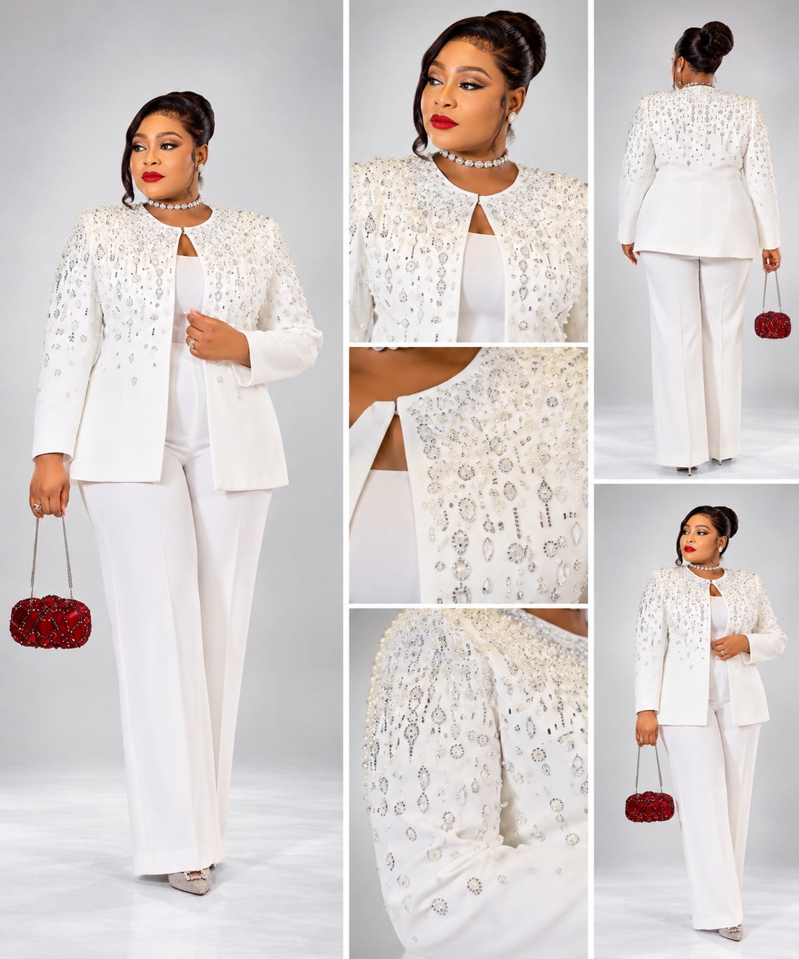 All White Perle Tailleur La Grande Dame Privée