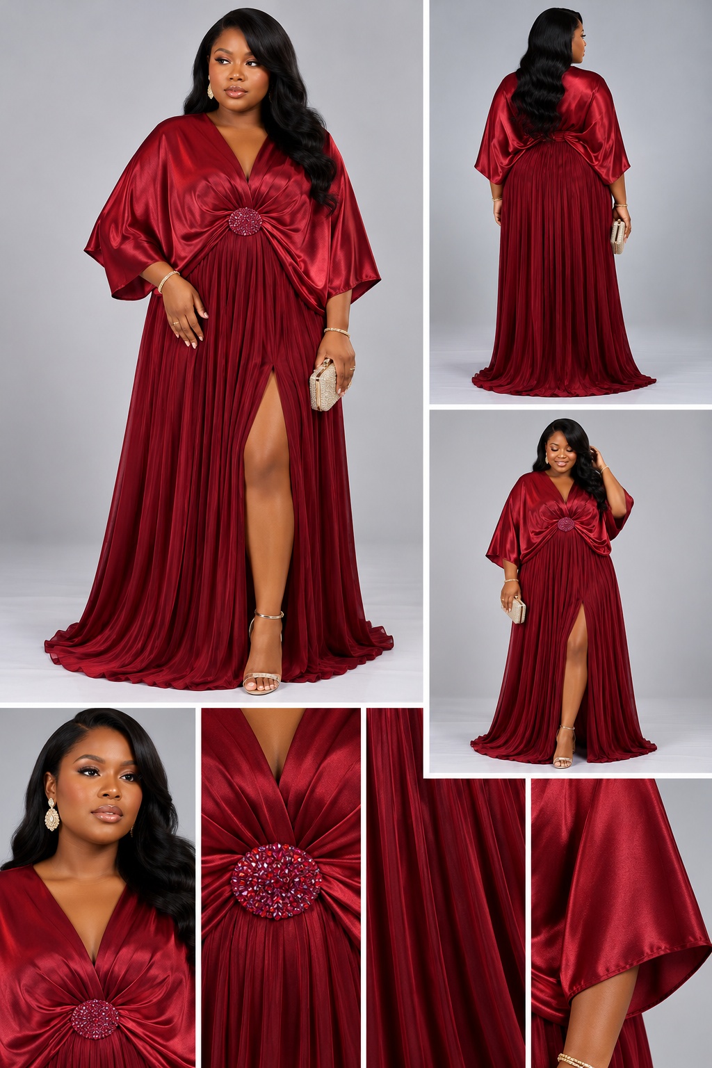 Robe Rouge Satinée Pierre