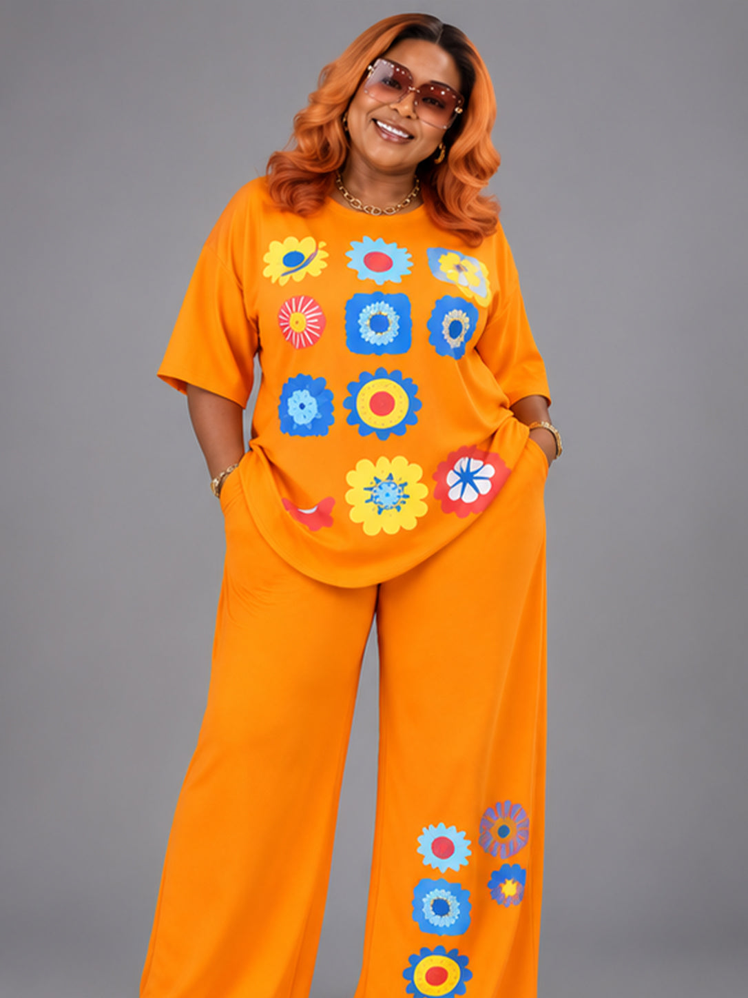 Ensemble Fleuri Haut Pantalon