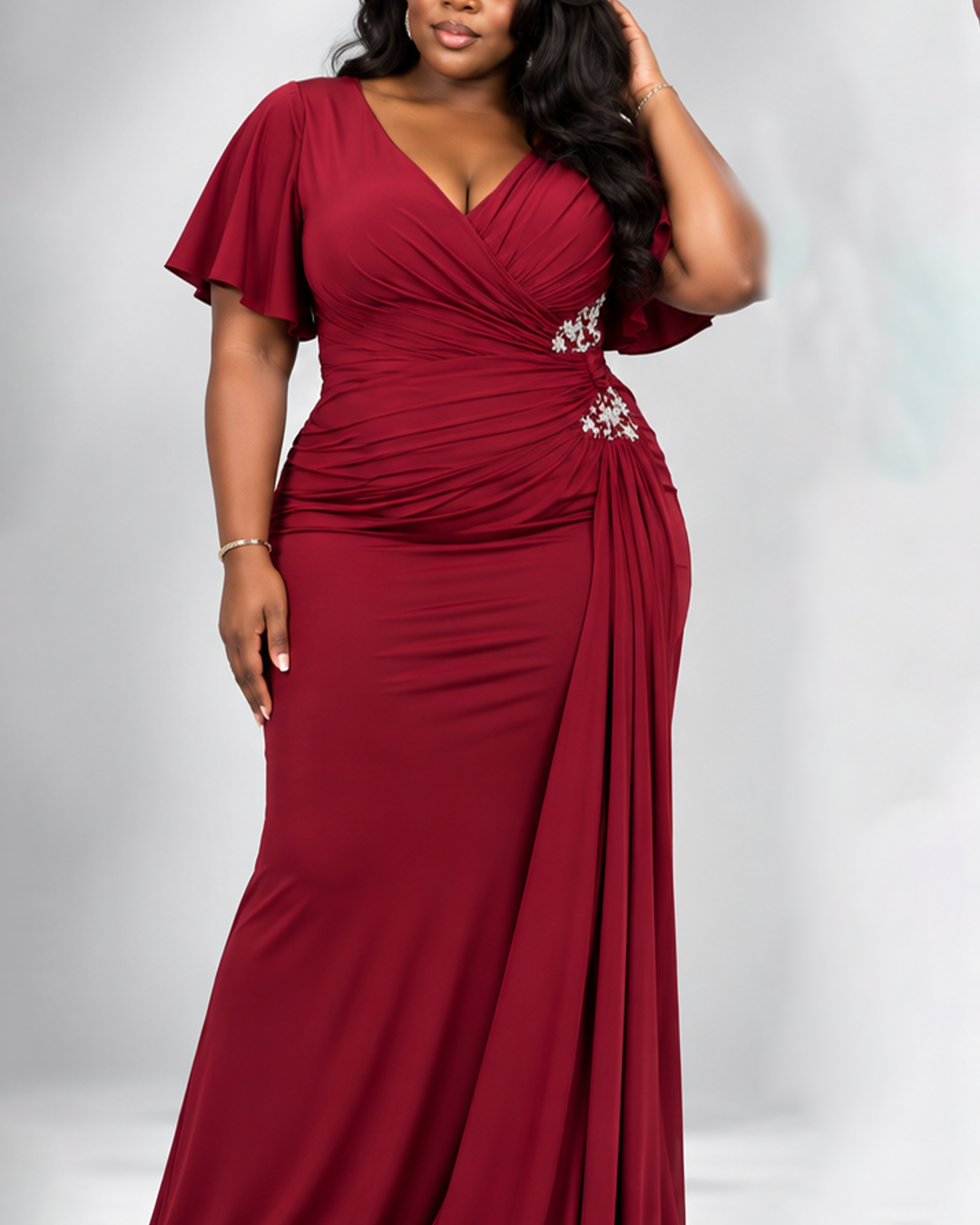 Robe soirée Rouge Bordeaux Diamond