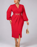 Robe Rouge Ceinture Or