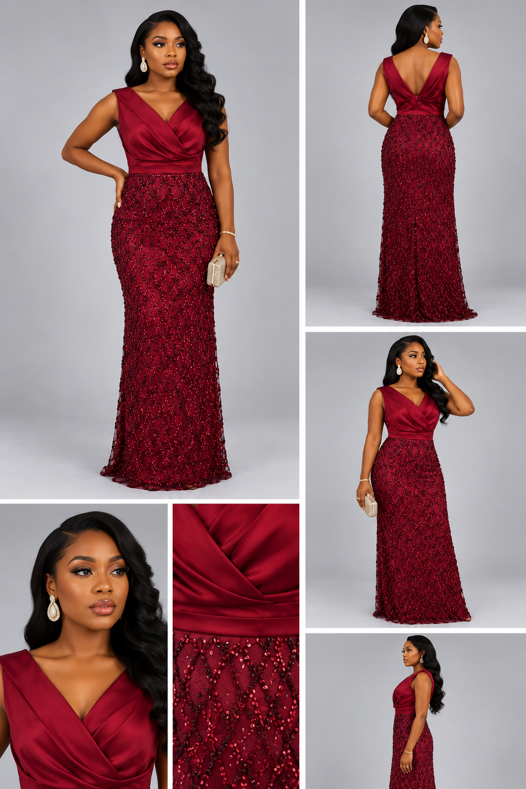 Robe Rouge Portefeuille Strass Bras Cassé