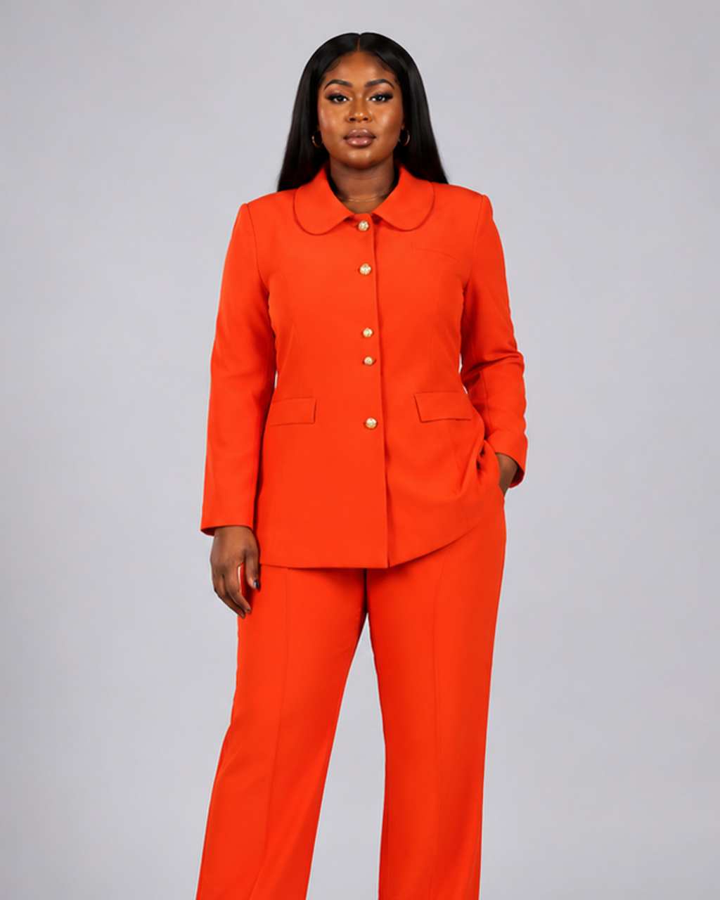 Tailleur Orange Safari Bouton Or