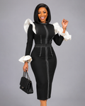 Robe Noir Moulant Épaule Debout