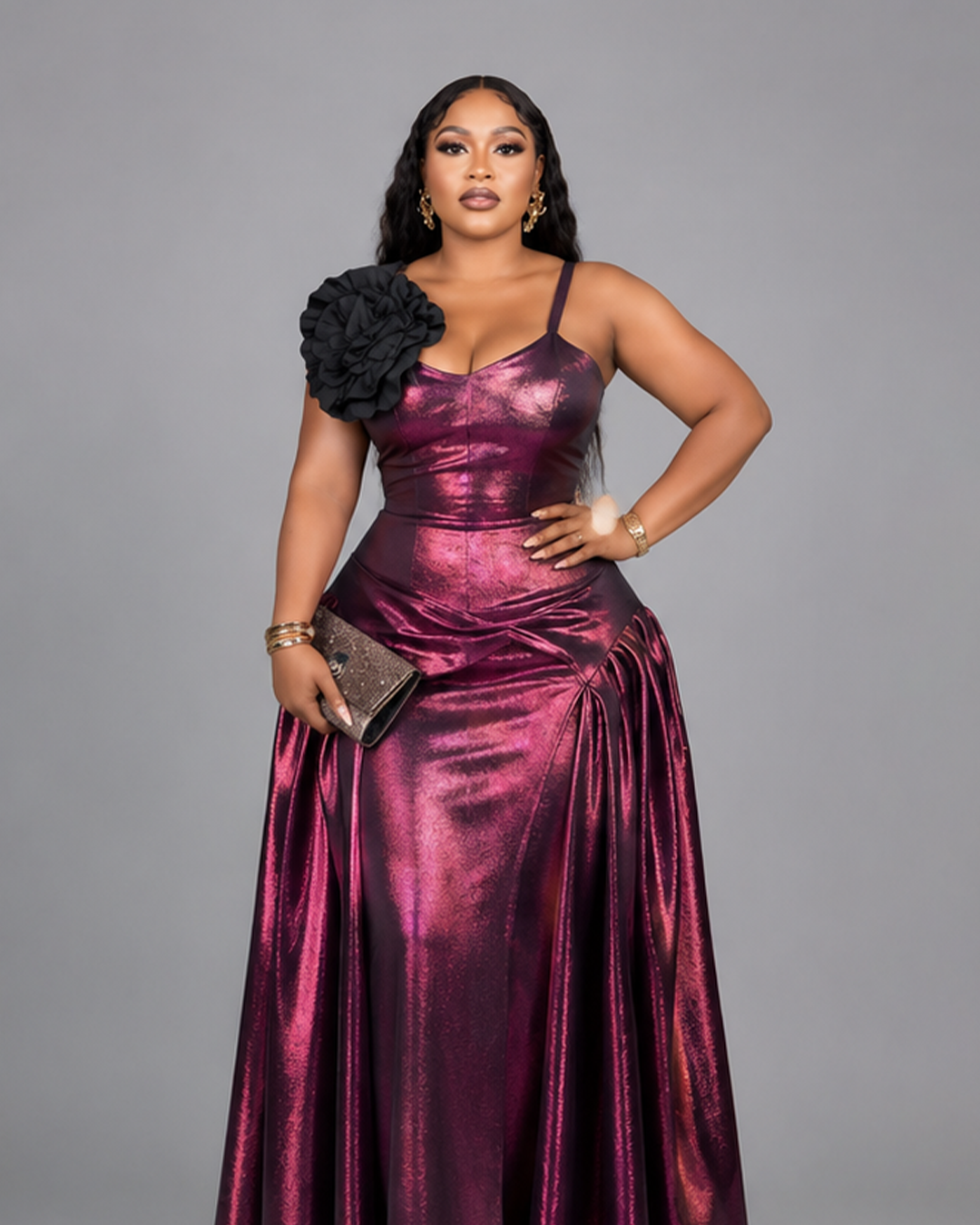 Robe Rose Dove Fleur Black