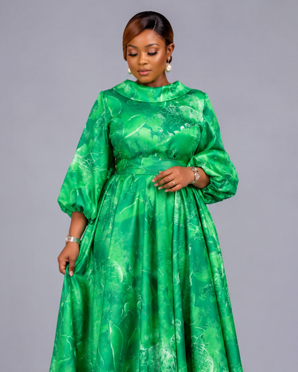 Robe Vert Intense Scintillante Ceinture