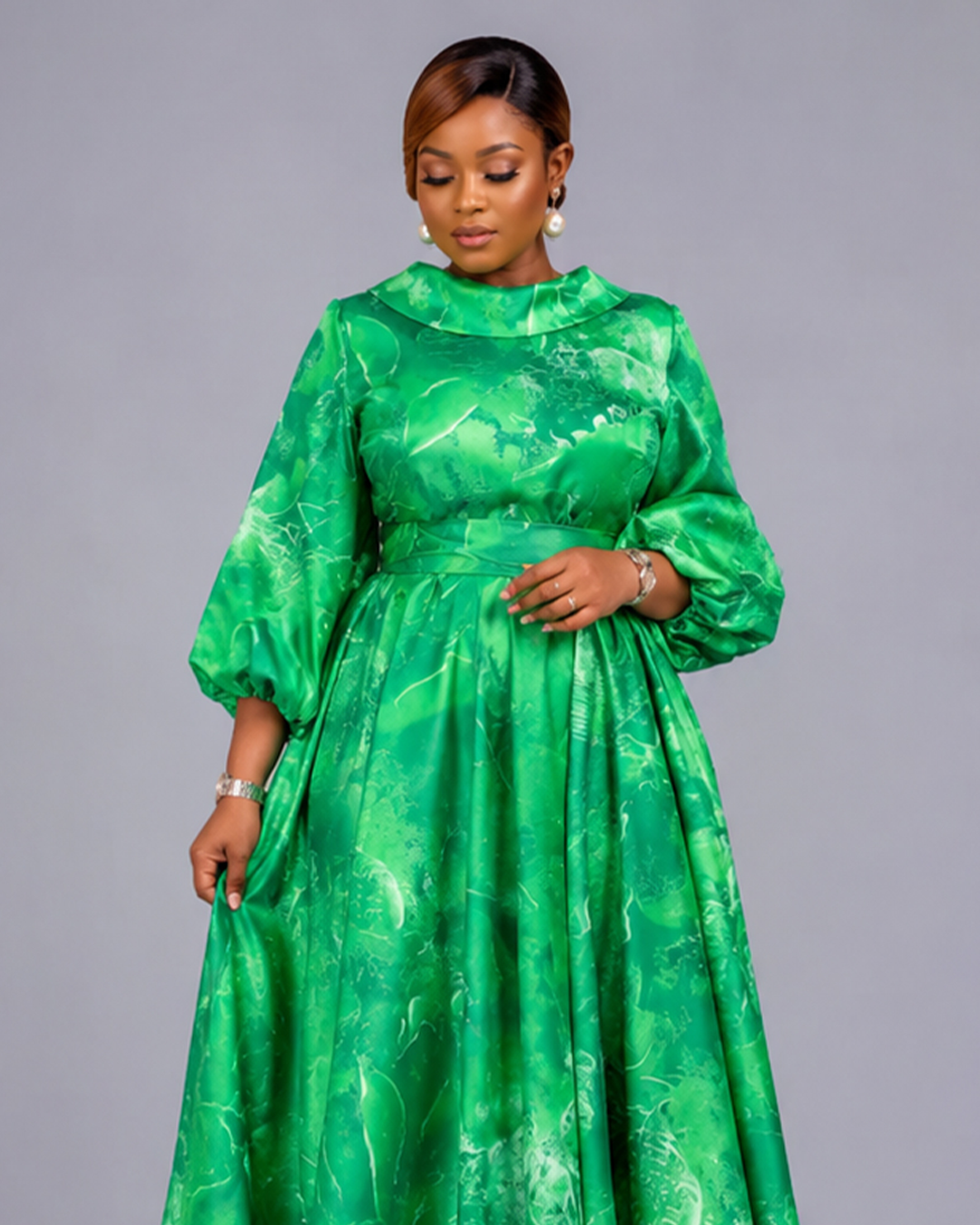 Robe Vert Intense Scintillante Ceinture