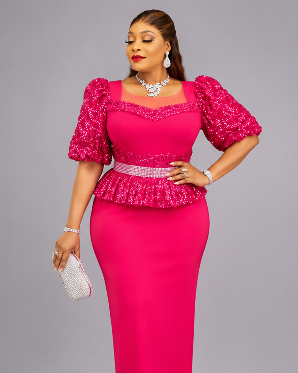 Robe Rose Shine Bande Luxe