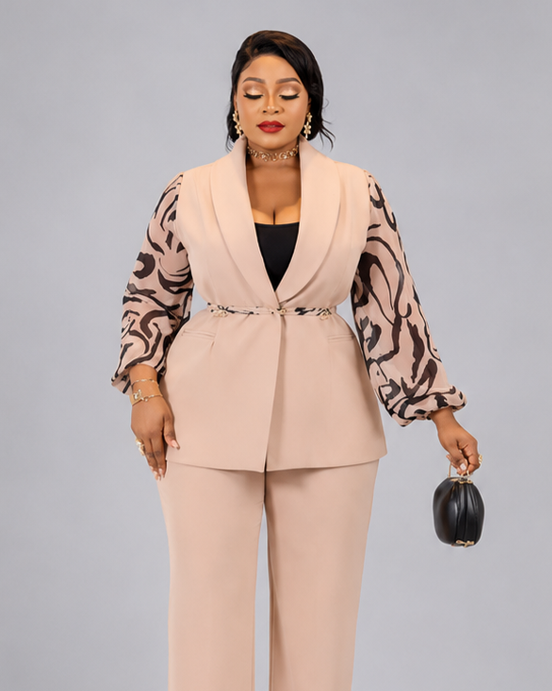 Kimono Beige Manche Rayures